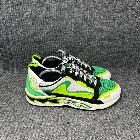 Sandro Flame Leather Trainers Green White Black Kermit Paris Women’s US 6.5 - Picture 1 of 8
